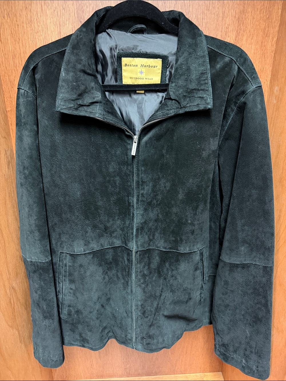 Boston Harbour Men's Black Suede Zip Jacket